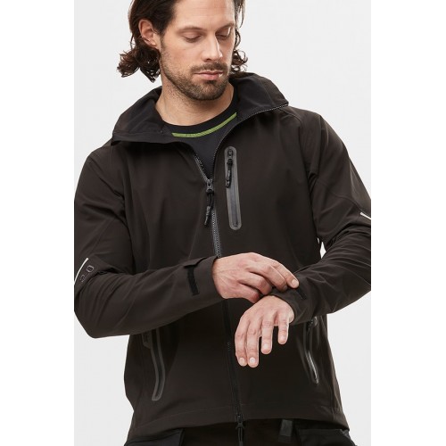 1218 Chaqueta impermeable SoftShell FlexiWork con capucha negro