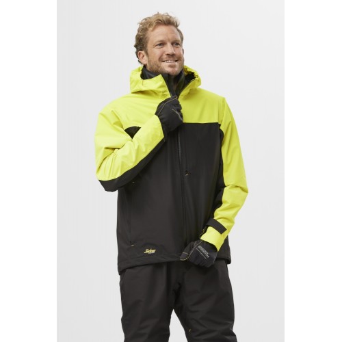 1303 Chaqueta impermeable AllroundWork negro/ amarillo neon