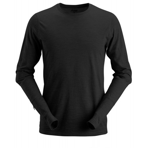 2427 Camiseta de manga larga de lana AllroundWork negro talla L