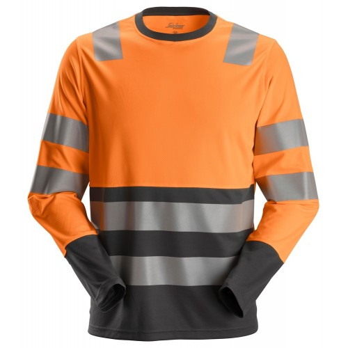 2433 Camiseta de manga larga de alta visibilidad clase 2 naranja-gris acero talla S