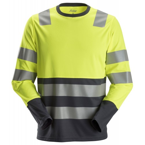 2433 Camiseta de manga larga de alta visibilidad clase 2 amarillo-gris acero talla L