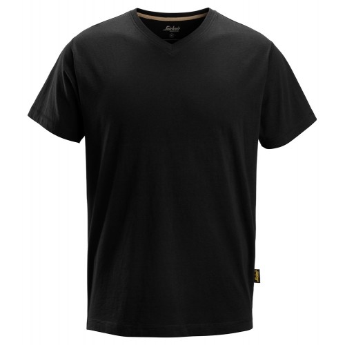 2512 Camiseta de manga corta con cuello en V negro talla L