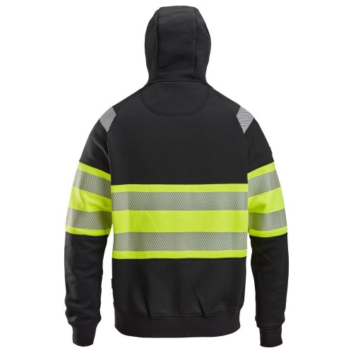 2838 Sudadera con capucha y cremallera completa de alta visibilidad clase 1 negro-amarillo