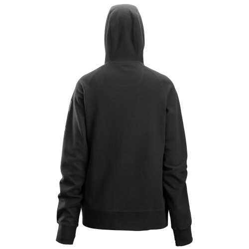 2877 Sudadera mujer con capucha, cremallera completa y logo negro