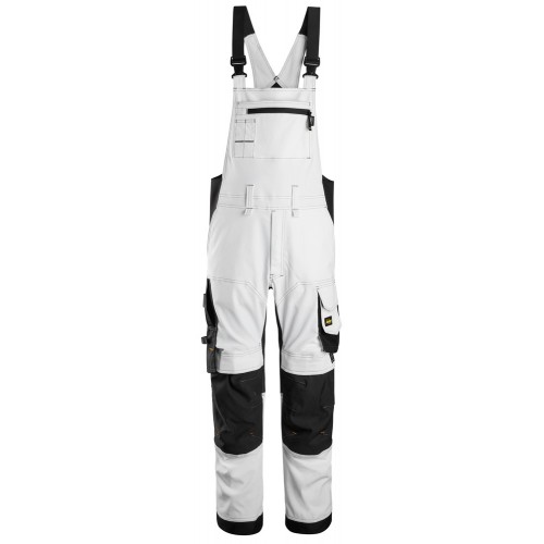 6051 Pantalones elástcos con peto y tirantes AllroundWork blanco-negro talla 162