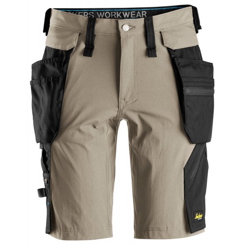 6108 Pantalones cortos de trabajo + bolsillos flotantes desmontables beige-negro talla 58