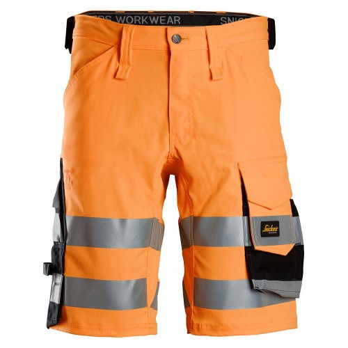 6136 Pantalones cortos de trabajo elásticos de alta visibilidad clase 1 naranja-negro talla 48
