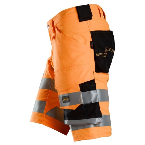 6136 Pantalones cortos de trabajo elásticos de alta visibilidad clase 1 naranja-negro