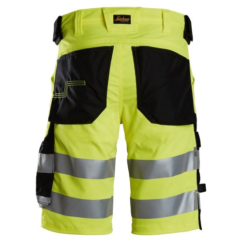 6136 Pantalones cortos de trabajo elásticos de alta visibilidad clase 1 amarillo-negro