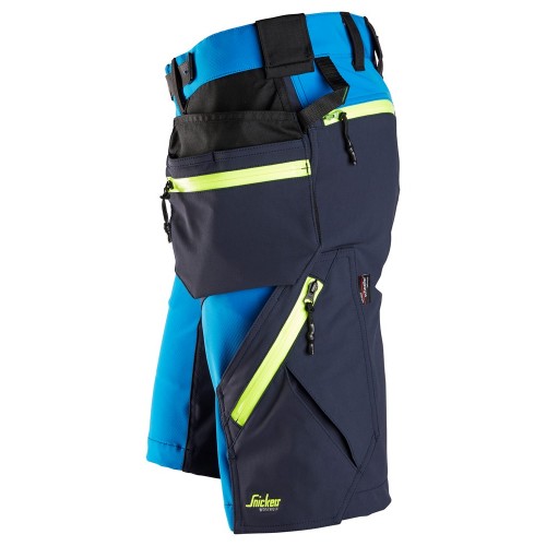 6140 Pantalones cortos de trabajo elásticos FlexiWork Softshell con bolsillos flotantes azul/ azul marino