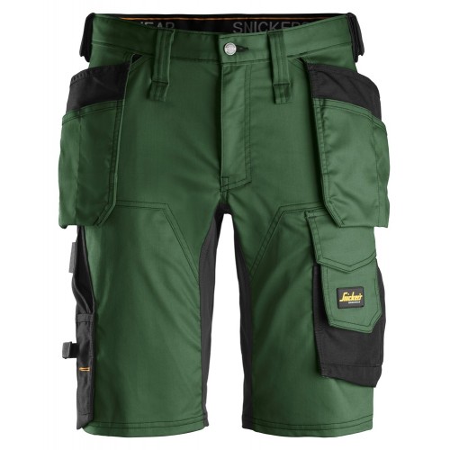 6141 Pantalones cortos de trabajo elásticos con bolsillos flotantes AllroundWork verde forestal-negro talla 54
