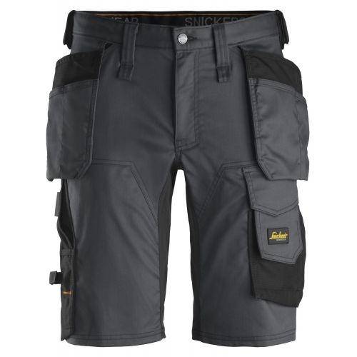Pantalones cortos elásticos AllroundWork + Bolsillos Flotantes Gris Acero-Negro talla 48