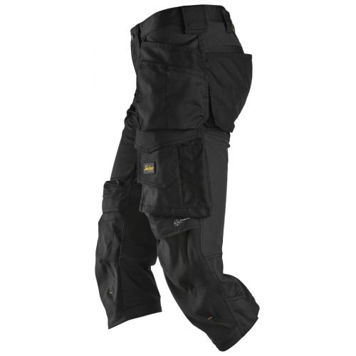 Pantalones pirata de trabajo elásticos bolsillos flotantes AllroundWork 6142 Negro