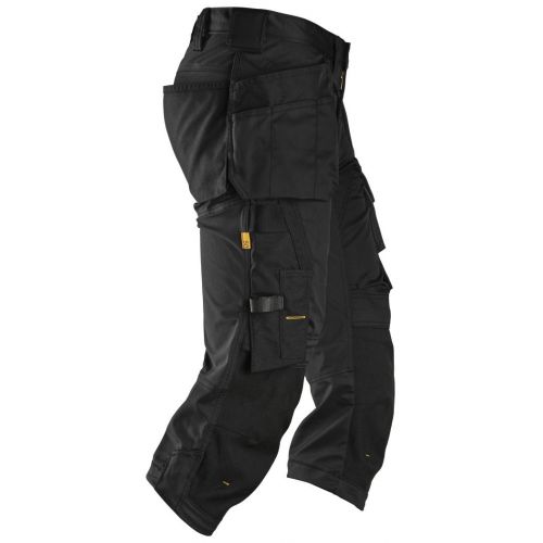 Pantalones pirata de trabajo elásticos bolsillos flotantes AllroundWork 6142 Negro