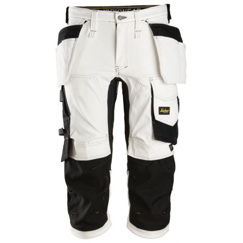 Pantalon pirata elasticos AllroundWork con bolsillos flotantes blanco-negro talla 092