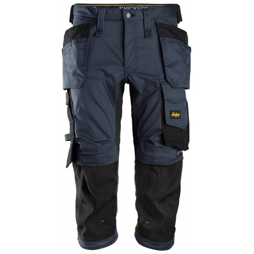 6142 Pantalones pirata de trabajo elasticos con bolsillos flotantes AllroundWork azul marino-negro talla 112