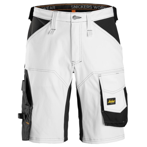 6153 Pantalones cortos de trabajo elásticos de ajuste holgado AllroundWork blanco-negro talla 54