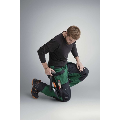 6214 Pantalones largos de trabajo con bolsillos flotantes Canvas+ RuffWork verde forestal-negro