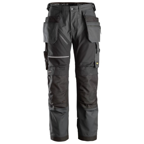 6214 Pantalones largos de trabajo con bolsillos flotantes Canvas+ RuffWork gris acero-negro talla 152