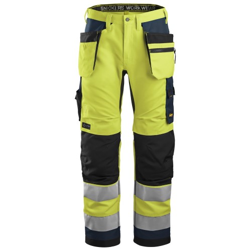 6230 Pantalones largos de trabajo de alta visibilidad clase 2 con bolsillos flotantes AllroundWork amarillo-azul marino talla 112