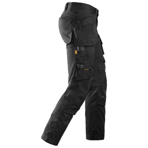 6241 Pantalones largos de trabajo elásticos AllroundWork Slim Fit con bolsillos flotantes color negro