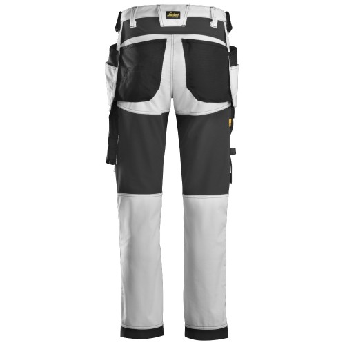 6241 Pantalones largos de trabajo elásticos AllroundWork Slim Fit con bolsillos flotantes color blanco/ negro