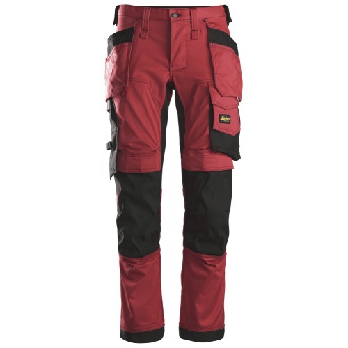 6241 Pantalones largos de trabajo elásticos con bolsillos flotantes AllroundWork rojo-negro talla 108