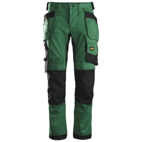 6241 Pantalones largos de trabajo elásticos con bolsillos flotantes AllroundWork verde forestal-negro talla 150