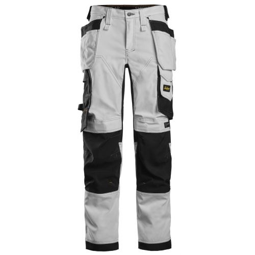 Pantalon elastico mujer bolsillos flotantes AllroundWork blanco-negro talla 022