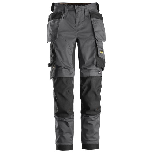 6247 Pantalones largos de trabajo elásticos para mujer con bolsillos flotantes AllroundWork gris acero-negro talla 76