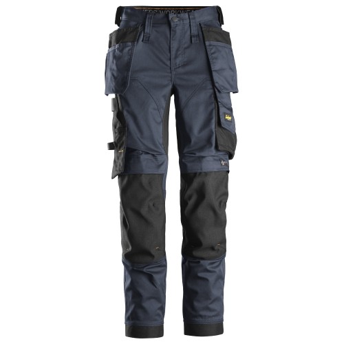 6247 Pantalones largos de trabajo elásticos para mujer con bolsillos flotantes AllroundWork azul marino-negro talla 18
