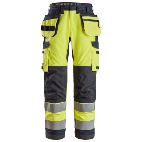 6261 Pantalones largos de trabajo de alta visibilidad clase 2 con bolsillos flotantes simétricos ProtecWork amarillo-azul marino talla 104