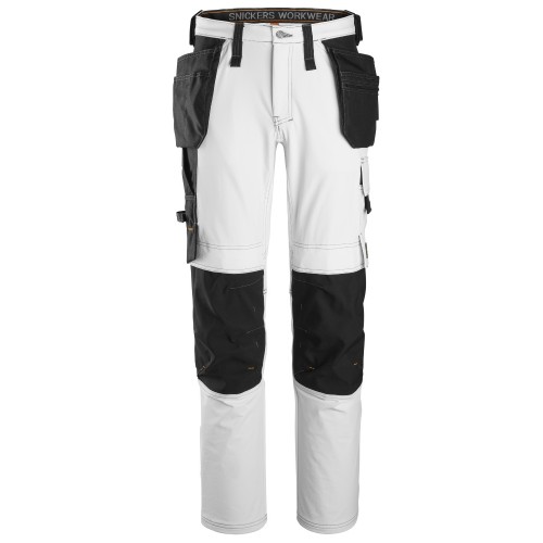 6271 Pantalones largos de trabajo elásticos completos con bolsillos flotantes AllroundWork blanco-negro talla 152