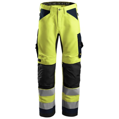 6331 Pantalones largos de trabajo de alta visibilidad clase 2 AllroundWork amarillo-azul marino talla 150