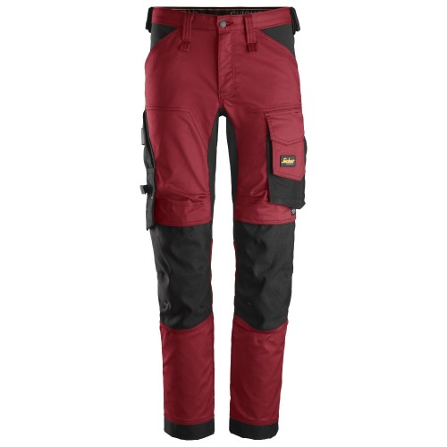 6341 Pantalones largos de trabajo elásticos AllroundWork rojo-negro talla 150