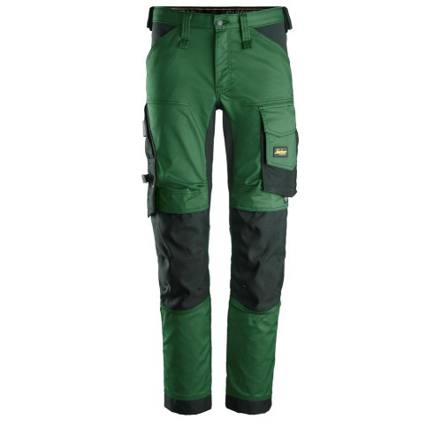 6341 Pantalones largos de trabajo elásticos AllroundWork verde forestal-negro talla 160