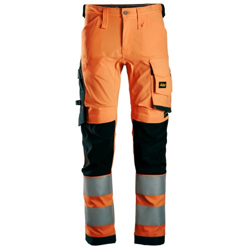 6343 Pantalones largos de trabajo elásticos de alta visibilidad clase 2 naranja-negro talla 116