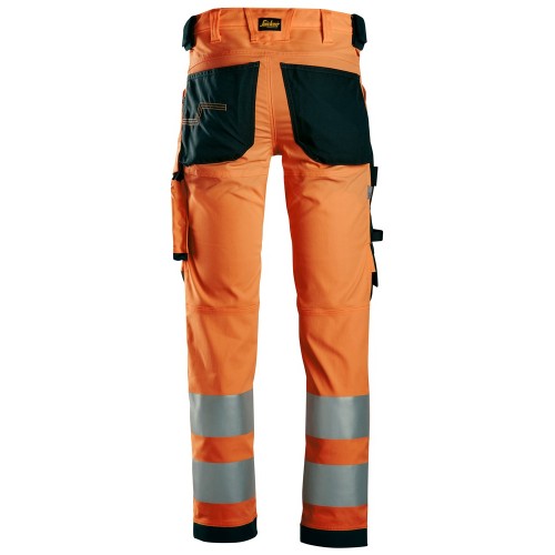 6343 Pantalones largos de trabajo elásticos de alta visibilidad clase 2 naranja/ negro