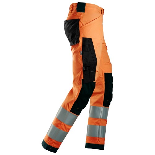 6343 Pantalones largos de trabajo elásticos de alta visibilidad clase 2 naranja/ negro