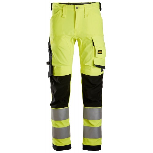 6343 Pantalones largos de trabajo elásticos de alta visibilidad clase 2 amarillo-negro talla 160