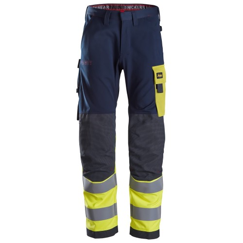 6376 Pantalones largos de trabajo de alta visibilidad clase 1 ProtecWork azul marino-amarillo talla 146