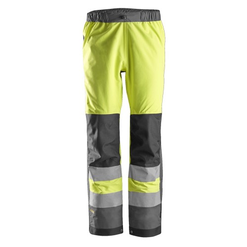 6530 Pantalones largos de trabajo impermeables Waterproof Shell de alta visibilidad clase 2 AllroundWork amarillo-gris acero talla 3XL