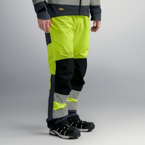 6530 Pantalones largos de trabajo impermeables Waterproof Shell de alta visibilidad clase 2 AllroundWork amarillo/ gris acero