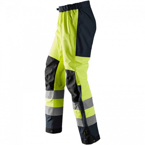 6530 Pantalones largos de trabajo impermeables Waterproof Shell de alta visibilidad clase 2 AllroundWork amarillo/ azul marino