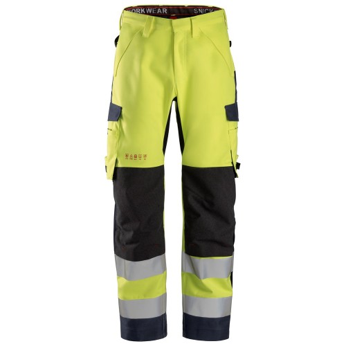 6563 Pantalones largos de trabajo impermeables Waterproof Shell de alta visibilidad clase 2 ProtecWork amarillo-azul marino talla 120