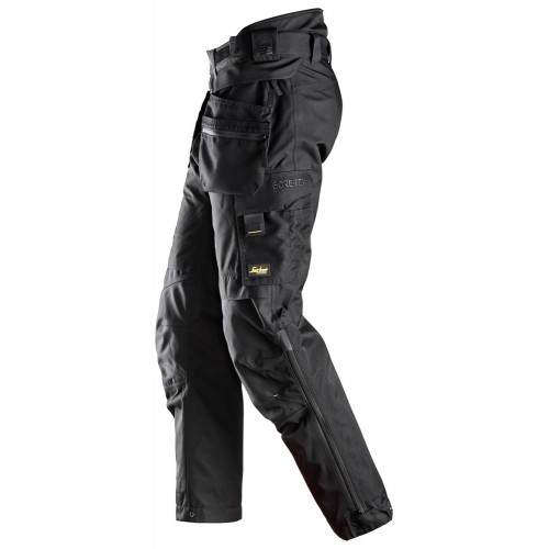 6580 Pantalones largos de trabajo FlexiWork negros con GORETEX® 37.5® y bolsillos flotantes