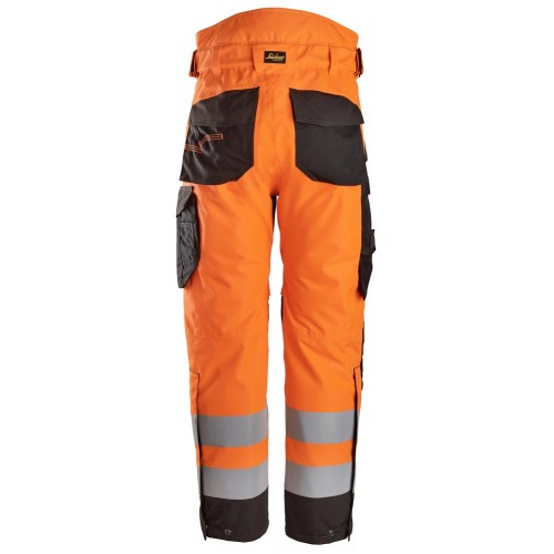 6630 Pantalones largos de trabajo impermeables de alta visibilidad clase 2 acolchados con doble capa 37.5® naranja / negro