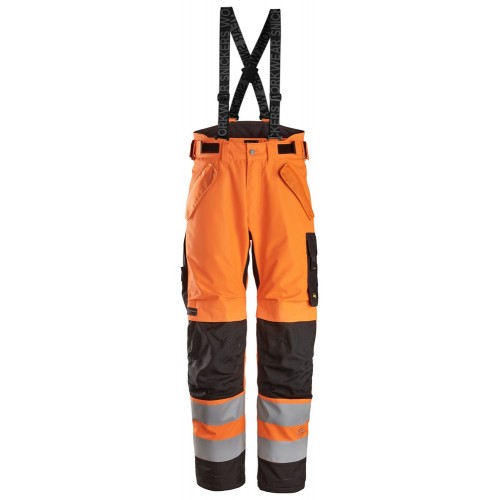 6630 Pantalones largos de trabajo impermeables de alta visibilidad clase 2 acolchados con doble capa 37.5® naranja / negro