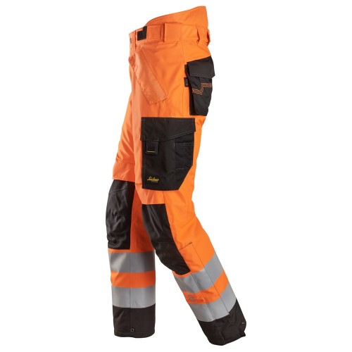 6630 Pantalones largos de trabajo impermeables de alta visibilidad clase 2 acolchados con doble capa 37.5® naranja / negro