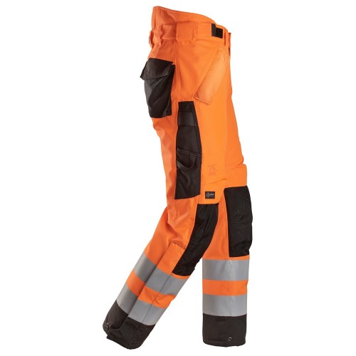 6630 Pantalones largos de trabajo impermeables de alta visibilidad clase 2 acolchados con doble capa 37.5® naranja / negro